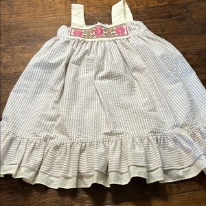 Limonada Striped Floral Embroidered Fiesta Dress, size 7-8